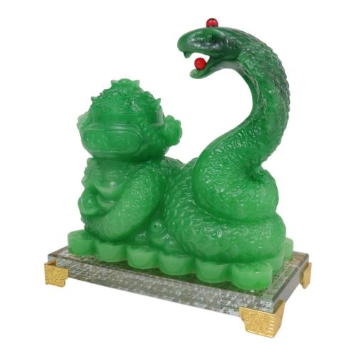 Feng Shui Import 7 Inch Green Wealth Pot Snake Statue For Wood Snake