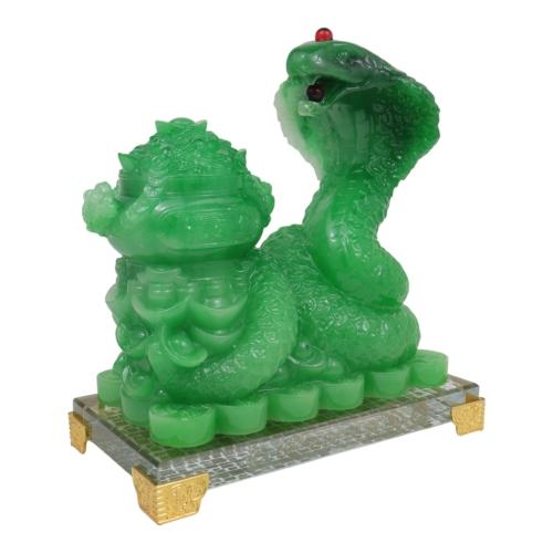 Feng Shui Import 7 Inch Green Wealth Pot Snake Statue For Wood Snake