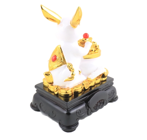 Feng Shui Import 8 Inch Money Pot White Rabbit Statue