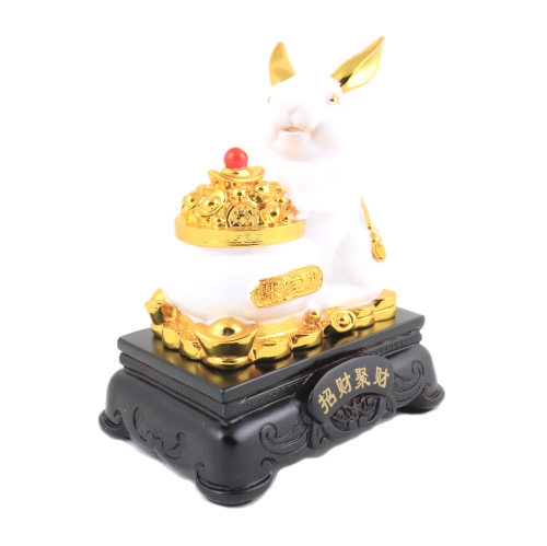 feng shui import 8 Inch Money Pot White Rabbit Statue