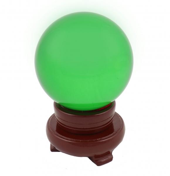 feng shui import 80mm Green Crystal Sphere with Rotatable Wooden Stand