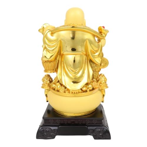 Feng Shui Import 9.5 Inch Golden Money Buddha Statue With Wealthy Pot And Money Frogs