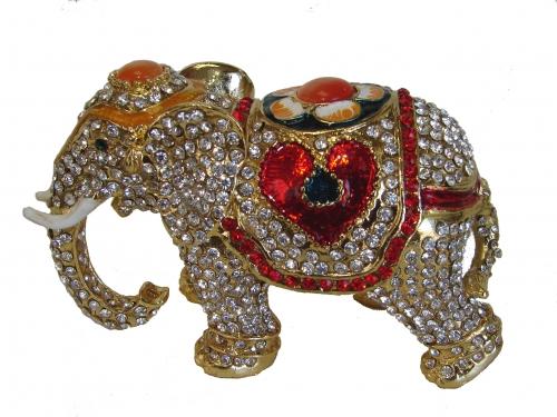 feng shui import Bejeweled Cloisonne Elephant Statue with Trunk Down for Relationships