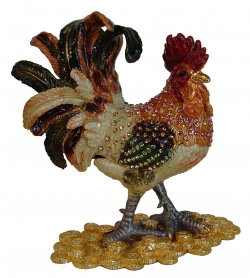 feng shui import Bejeweled Cloisonne Rooster Statue
