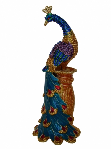 feng shui import Bejeweled Lovely Peacock on Pedestal