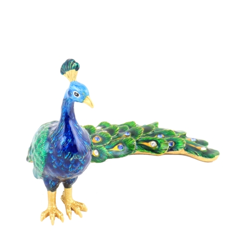 Feng Shui Import Bejeweled Protection Peacock Statue