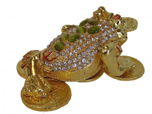 Feng Shui Import Big Bejeweled Cloisonne Money Frog Statue
