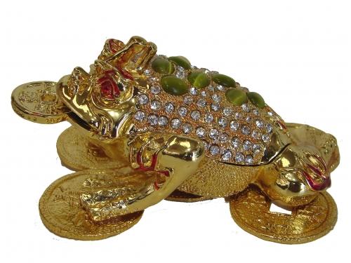 feng shui import Big Bejeweled Cloisonne Money Frog Statue