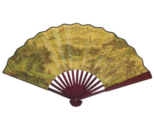 feng shui import Big Hand Fan w/ Picture of Mountains