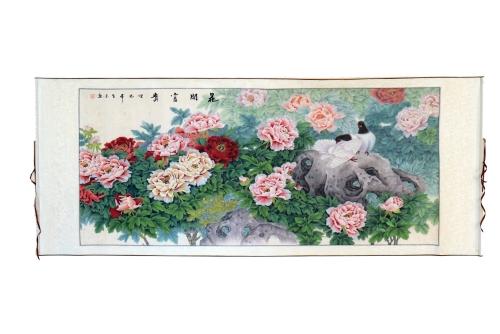 feng shui import Big Horizontal Peony Flower Scroll Picture