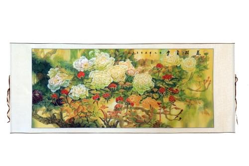 feng shui import Big Horizontal Peony Flower Scroll Picture
