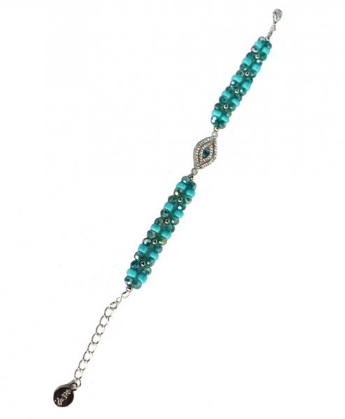 Feng Shui Import Bracelet With Turquoise Beads And Anti Evil Eye Charm