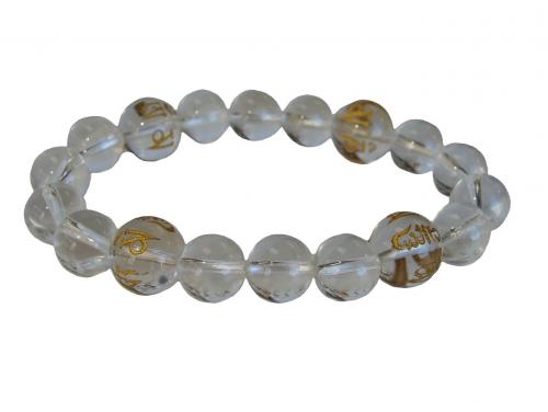 feng shui import Clear Quartz Gemstone Bracelet w/ Mantra