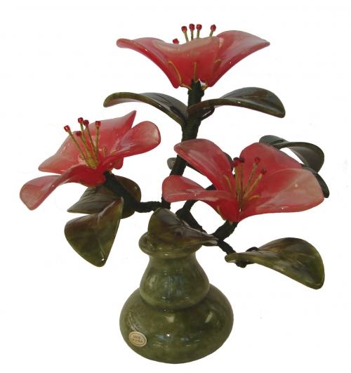 Feng Shui Import Colorful Jade Flower In Wu Lou Jade Vase