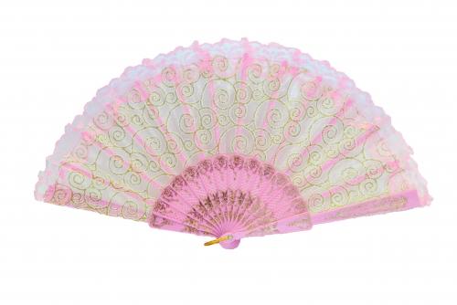 Feng Shui Import Colorful Slab Lace Folding Fan With Auspicious Symbol