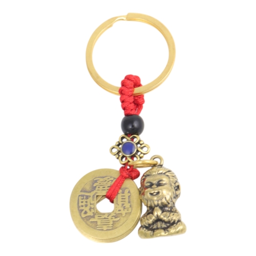 Feng Shui Import Copper Monkey With 5-Copper Coin Lucky Charm For Year Of The Snake