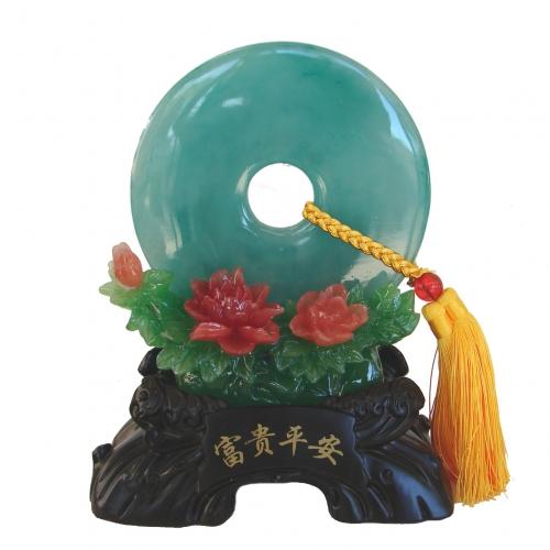 feng shui import Display Plate with Peony Flower and Stand
