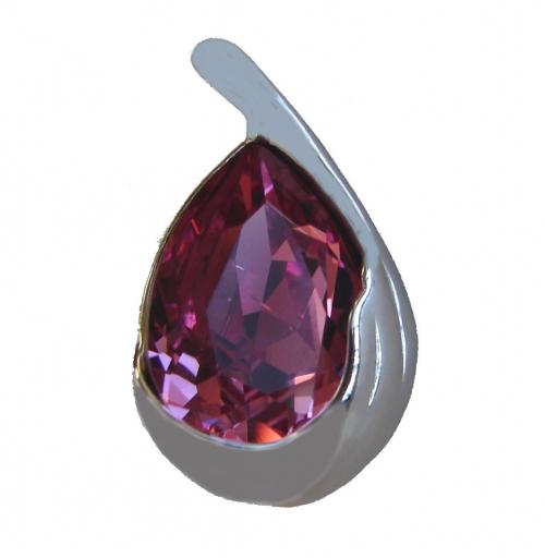 feng shui import Drop Shape Pink Zircon Gem with 925 Sterling Silver Pendant