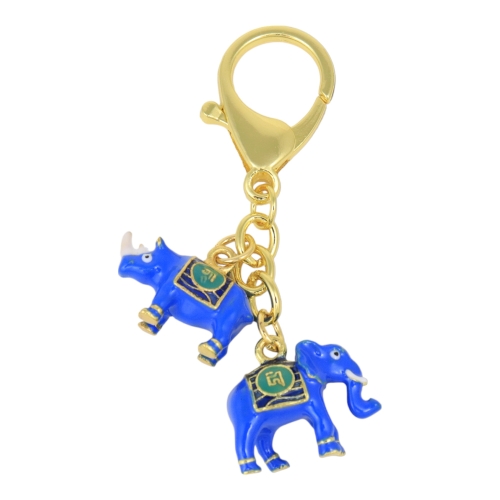 Feng Shui Import Elephant And Rhinoceros Amulet Keychain