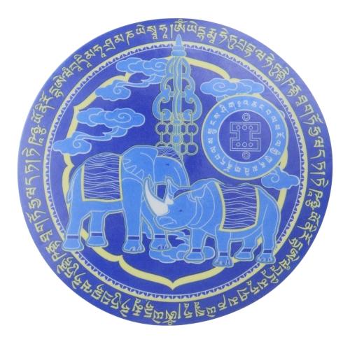 feng shui import Elephant and Rhinoceros w/ Ksitigarbha Staff Window Sticker