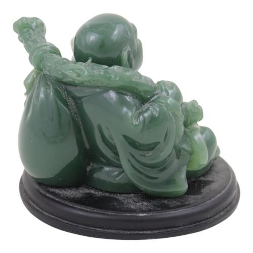 Feng Shui Import Emerald Money Buddha Statue Carrying Money Bag Coins And Ingot