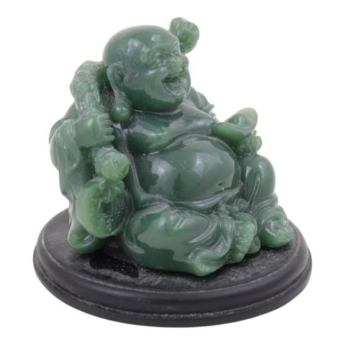 Feng Shui Import Emerald Money Buddha Statue Carrying Money Bag Coins And Ingot