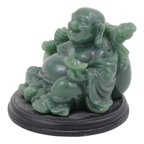 Feng Shui Import Emerald Money Buddha Statue Carrying Money Bag Coins And Ingot