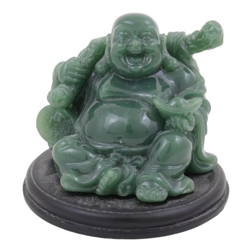 feng shui import Emerald Money Buddha Statue Carrying Money Bag Coins and Ingot