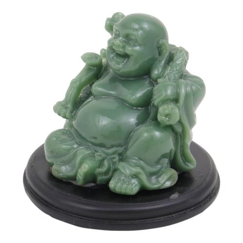 Feng Shui Import Emerald Money Buddha Statue Carrying Wu Lou And Ru Yi