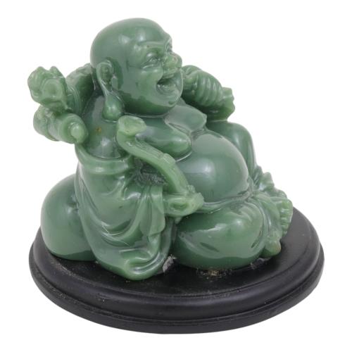 Feng Shui Import Emerald Money Buddha Statue Carrying Wu Lou And Ru Yi