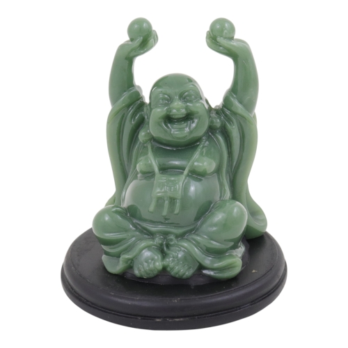 feng shui import Emerald Money Buddha Statue - Holding Pearls Up