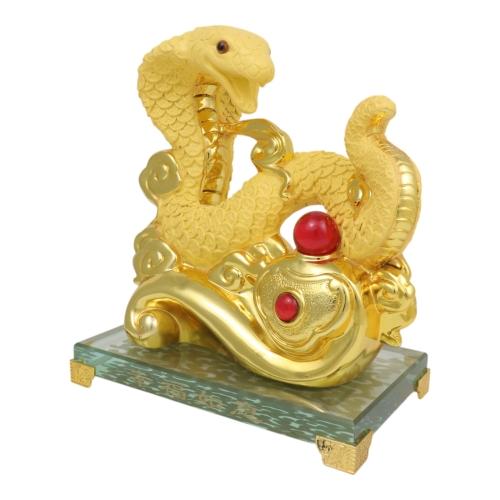 Feng Shui Import 9 Inch Gold RuYi Snake Statue