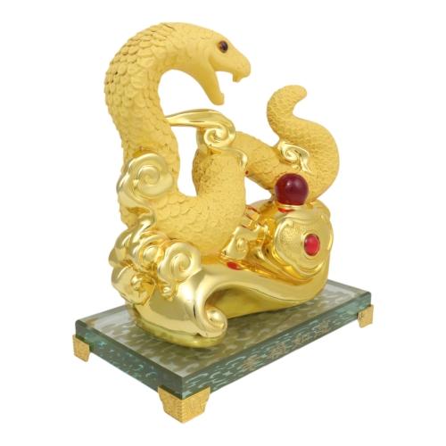 Feng Shui Import 9 Inch Gold RuYi Snake Statue