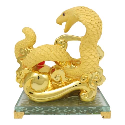 Feng Shui Import 9 Inch Gold RuYi Snake Statue