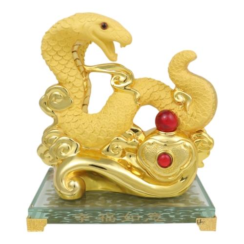 feng shui import 9 Inch Gold RuYi Snake Statue