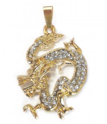 feng shui import Bejeweled Golden Dragon Pendant