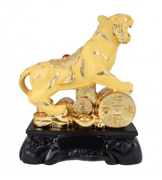 Feng Shui Import Big Golden Tiger On Coins