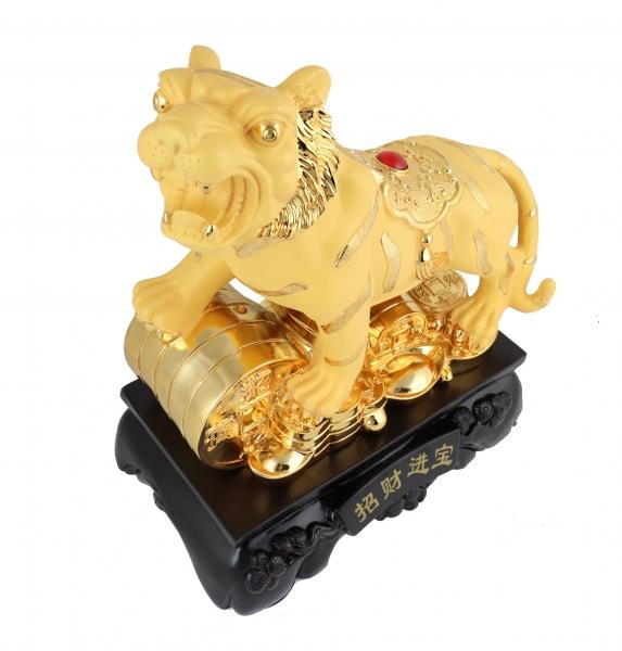 Feng Shui Import Big Golden Tiger On Coins