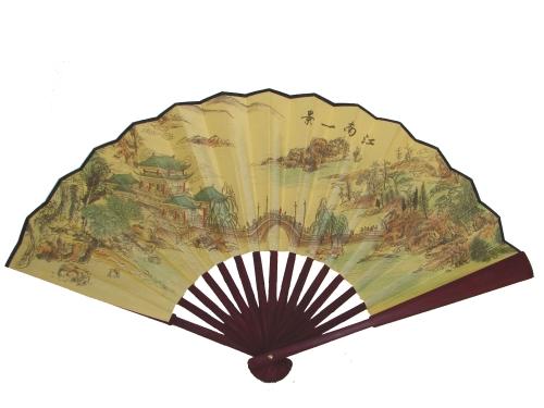 feng shui import Big Hand Fan w/ Picture of Bridge