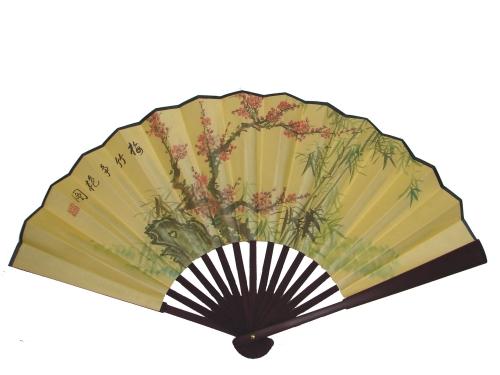 feng shui import Big Hand Fan w/ Picture of Plum