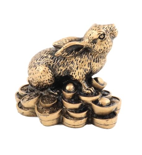 Feng Shui Import Bronze Color Rabbit Statue