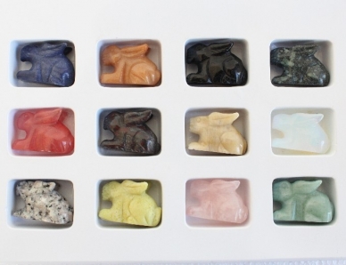 Feng Shui Import Gemstone Rabbit Statues