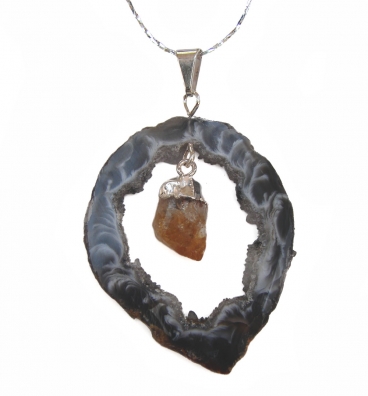 feng shui import Geode Slice with Citrine Pendant