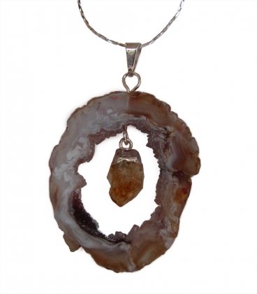 feng shui import Geode Slice with Citrine Pendant
