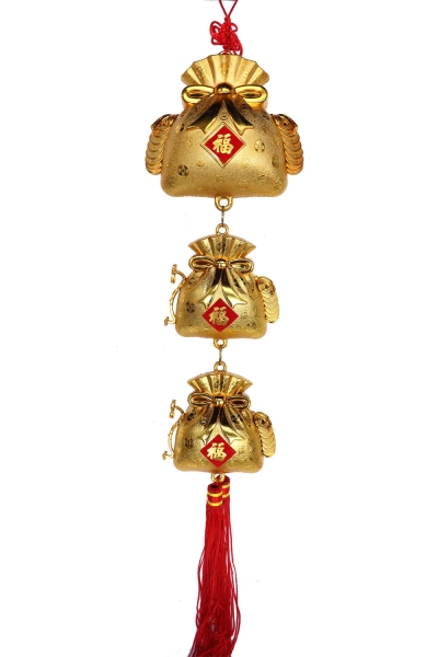 feng shui import New Year Charm - Golden Money Bags