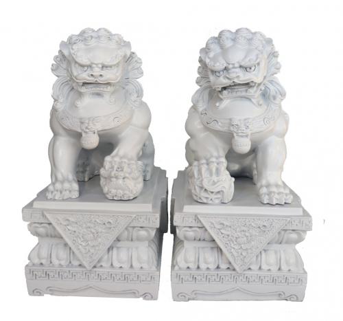 feng shui import Pair of 9 Inch White Foo Dogs