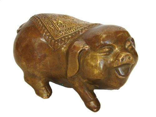 Feng Shui Import Pair Of Big Copper Pig Statue