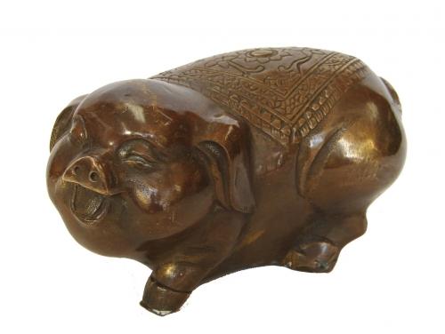 Feng Shui Import Pair Of Big Copper Pig Statue