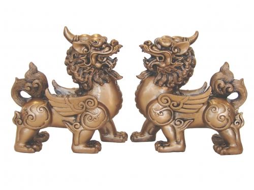 feng shui import Pair of Golden Pi Yao Statues