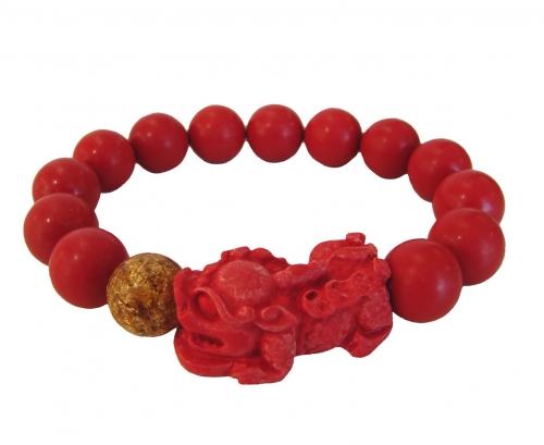 feng shui import Red Stone Bracelet w/ Pi Yao
